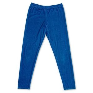 Girls‎ M/L Blue Velour Leggings Xmas Festive Holiday Dress Up Stretch Pants